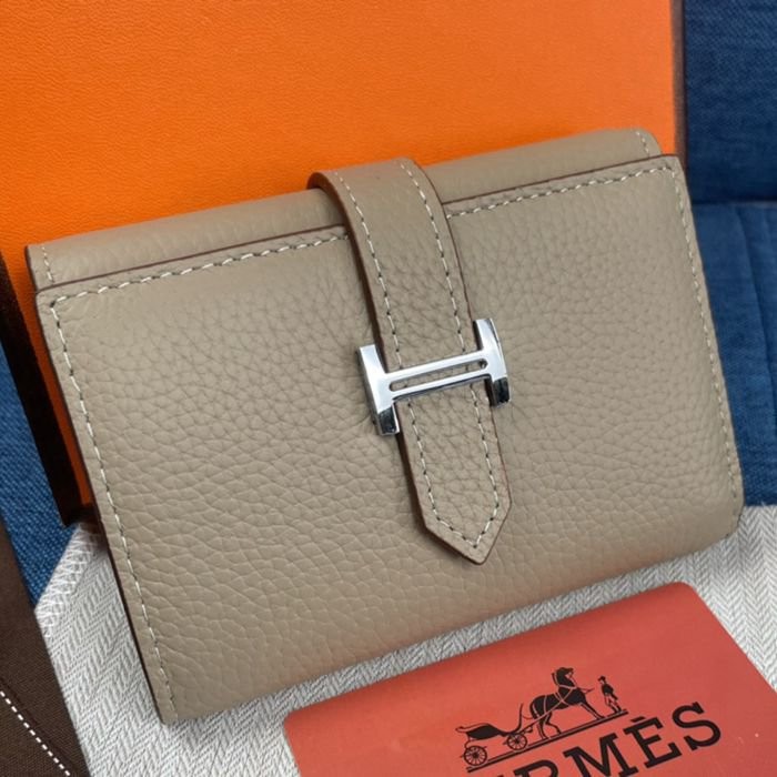 Hermes Togo 皮 純色牛皮口袋三折錢夾 10*12CM