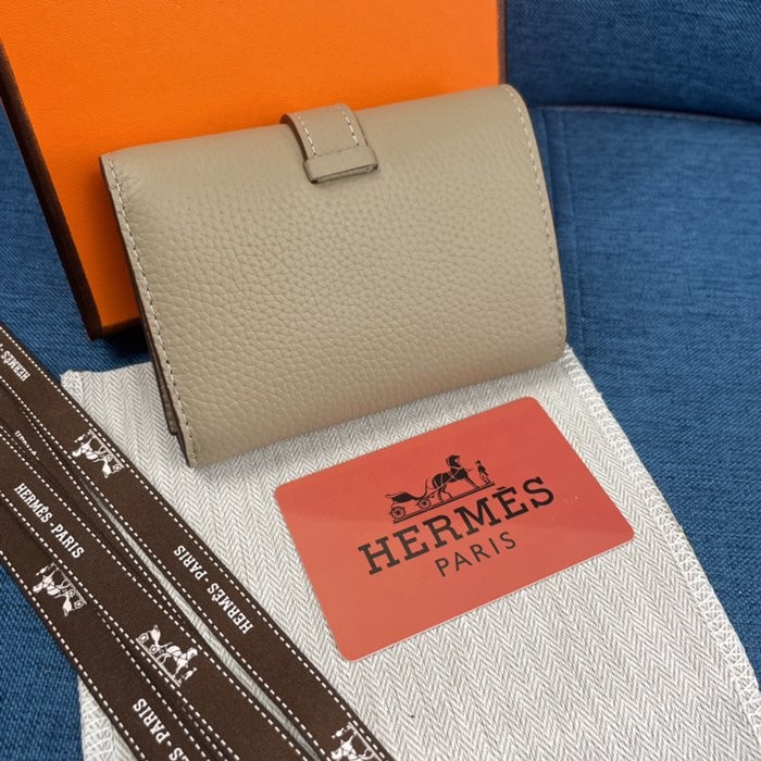 Hermes Togo 皮 純色牛皮口袋三折錢夾 10*12CM-3