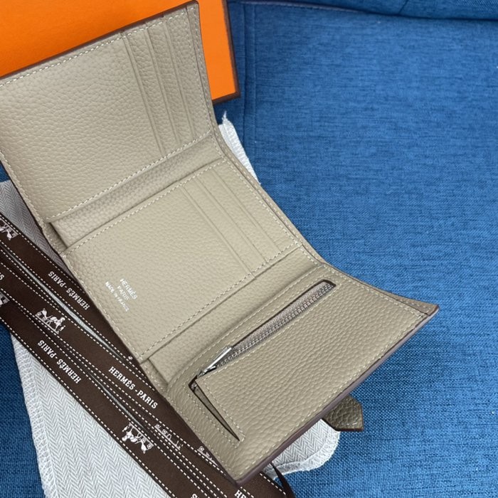 Hermes Togo 皮 純色牛皮口袋三折錢夾 10*12CM-4