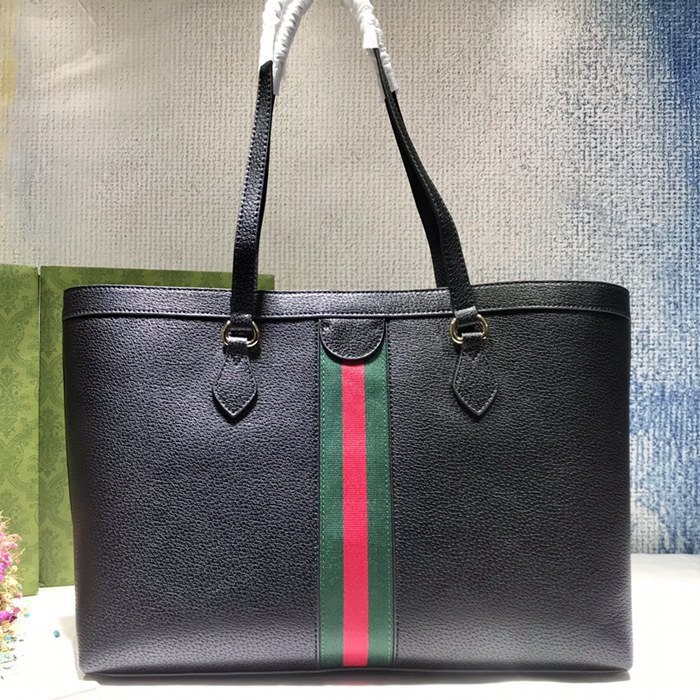 631685 大號 Ophidia 購物袋 黑色全皮 38x28x14cm-3