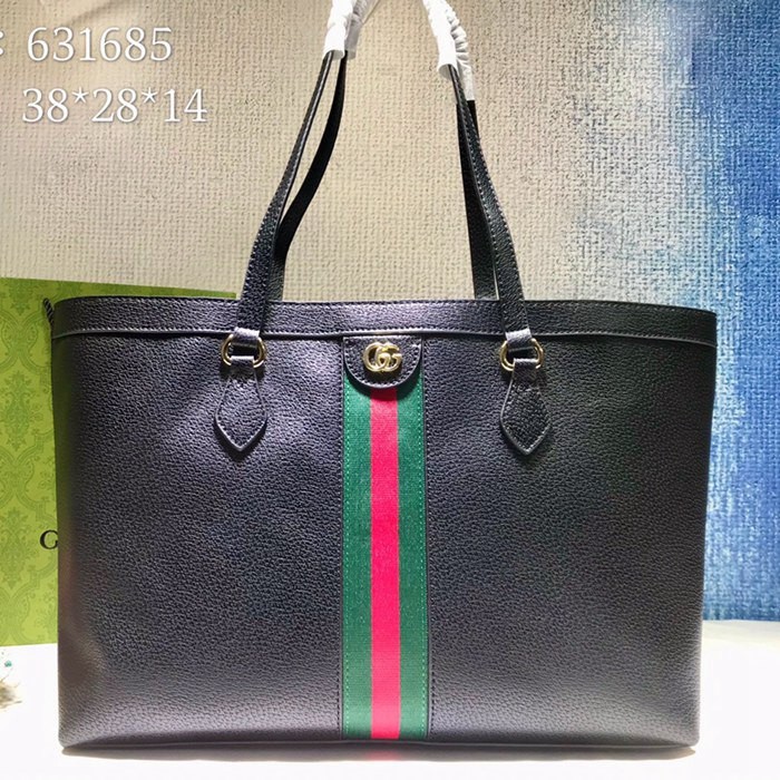 631685 大號 Ophidia 購物袋 黑色全皮 38x28x14cm