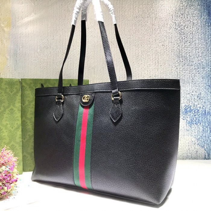 631685 大號 Ophidia 購物袋 黑色全皮 38x28x14cm-2