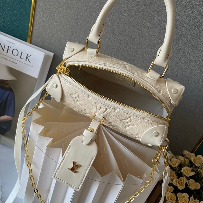 M45571 白色全皮壓花 Petite Malle Souple 手袋 20x14x7.5cm-5
