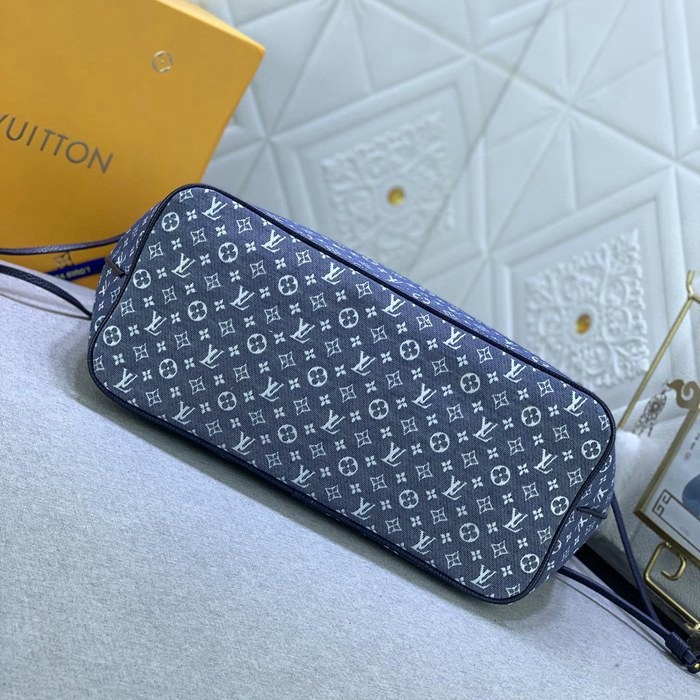 M40995 Neverfull 藍色 丹寧牛仔帆布 束口包 32x29x17cm-5