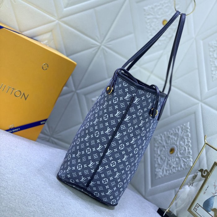 M40995 Neverfull 藍色 丹寧牛仔帆布 束口包 32x29x17cm-6