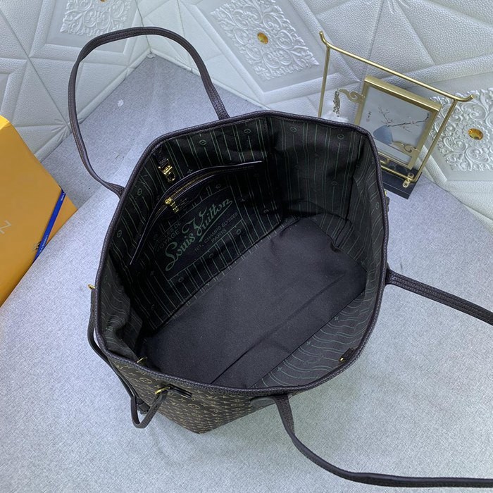 M40995 Neverfull 咖啡色丹寧牛仔帆布 束口包 32x29x17cm-4