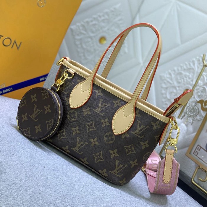 M46705 老花  Neverfull BB手袋 粉色背帶 24x14x9cm-2