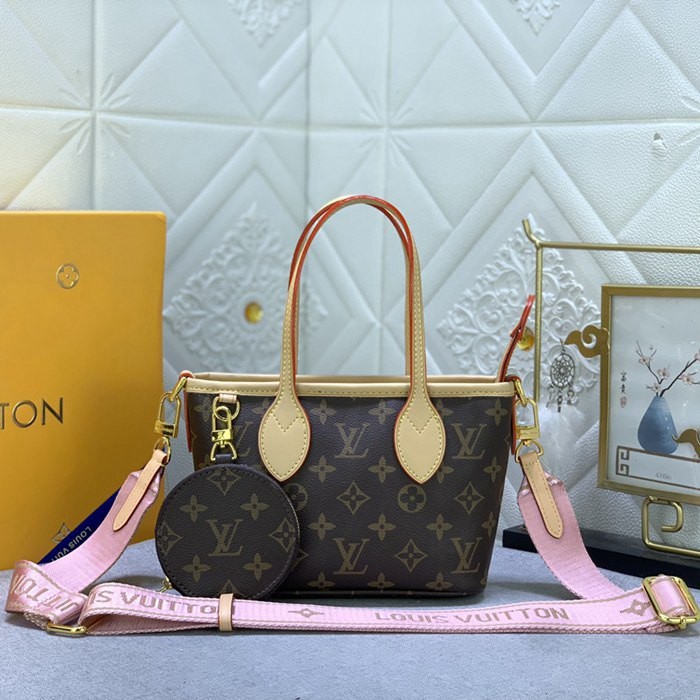 M46705 老花  Neverfull BB手袋 粉色背帶 24x14x9cm