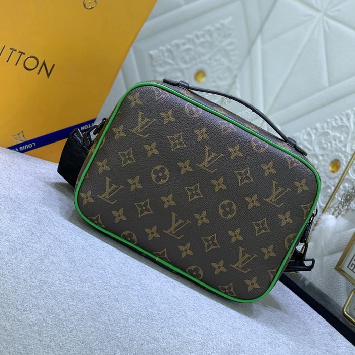 M46246綠色 Monogram Macassar 帆布郵差包22x18x8-2