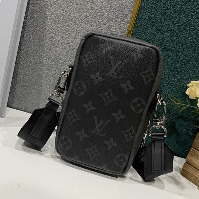 M81321  黑灰花 FLAP DOUBLE 手機包 11x18x8cm-2