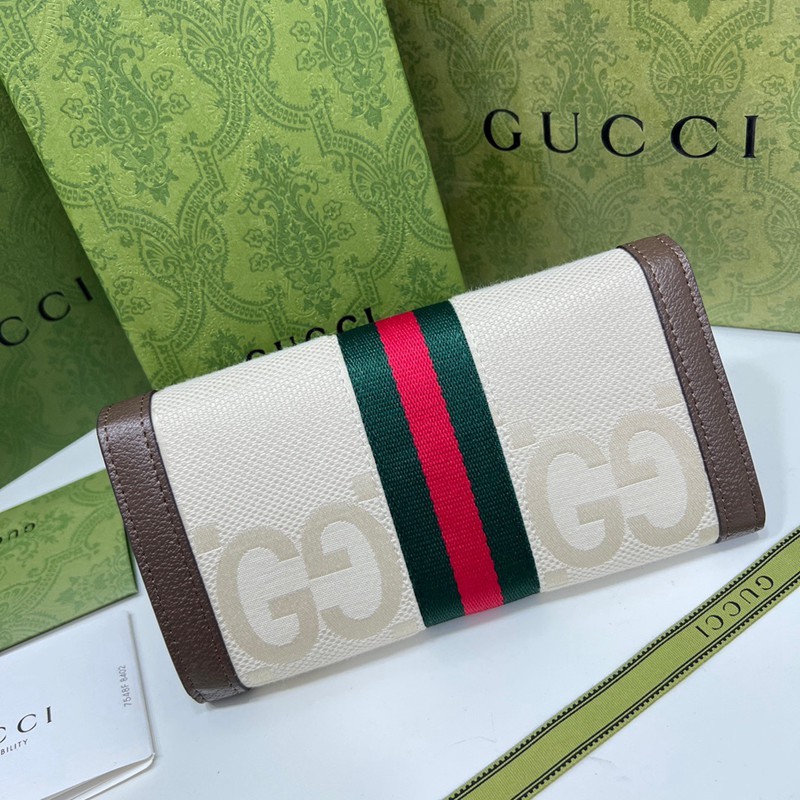 0634 啡色 白色 大G 長夾 19x11cm-3
