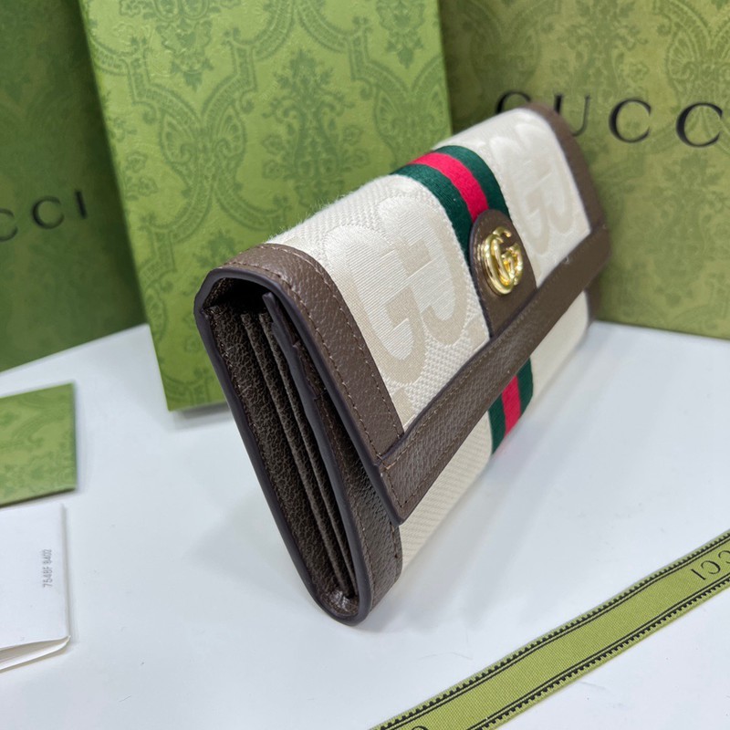 0634 啡色 白色 大G 長夾 19x11cm