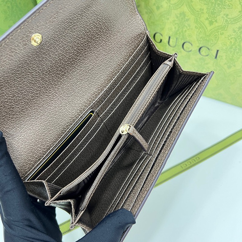 0634 啡色 白色 大G 長夾 19x11cm-6