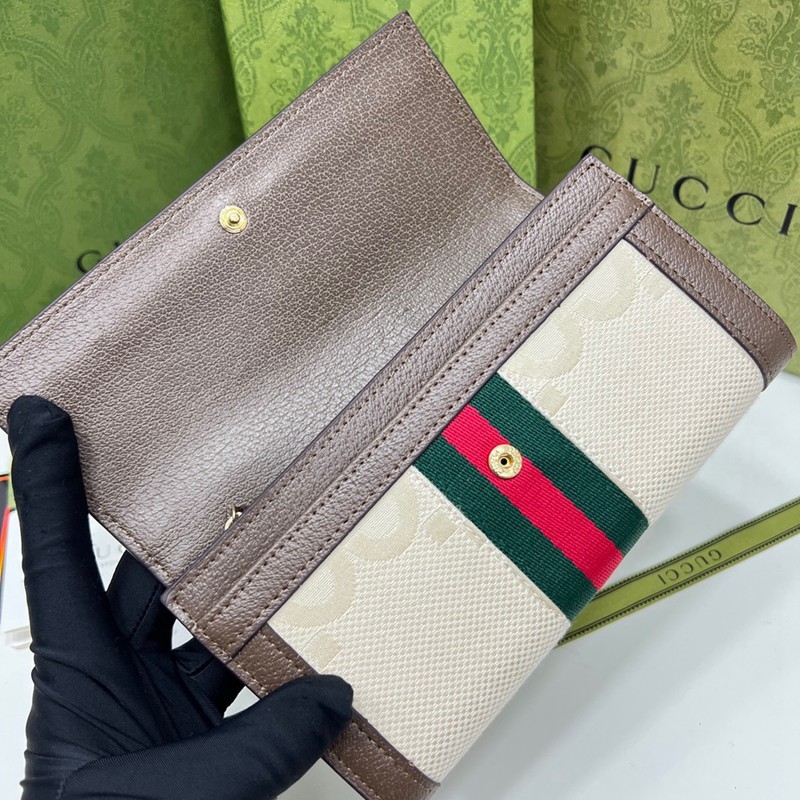 0634 啡色 白色 大G 長夾 19x11cm-5