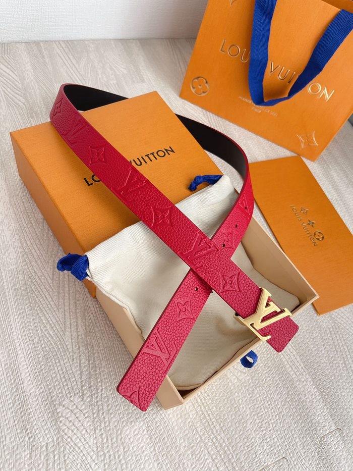 LV 原單字母扣皮帶 紅色雙面頭層牛皮 寬3CM-2