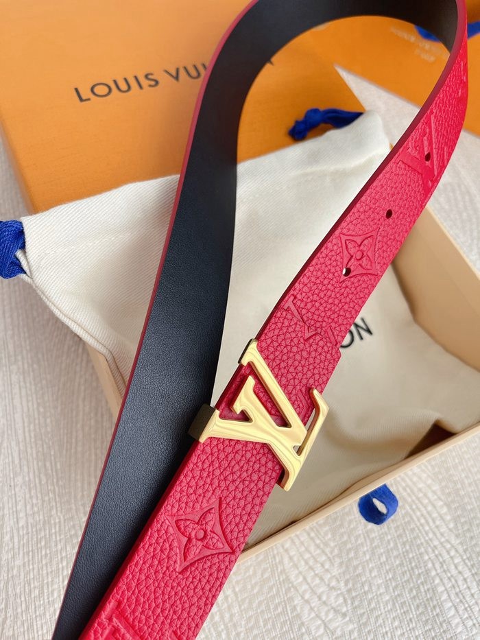 LV 原單字母扣皮帶 紅色雙面頭層牛皮 寬3CM-4