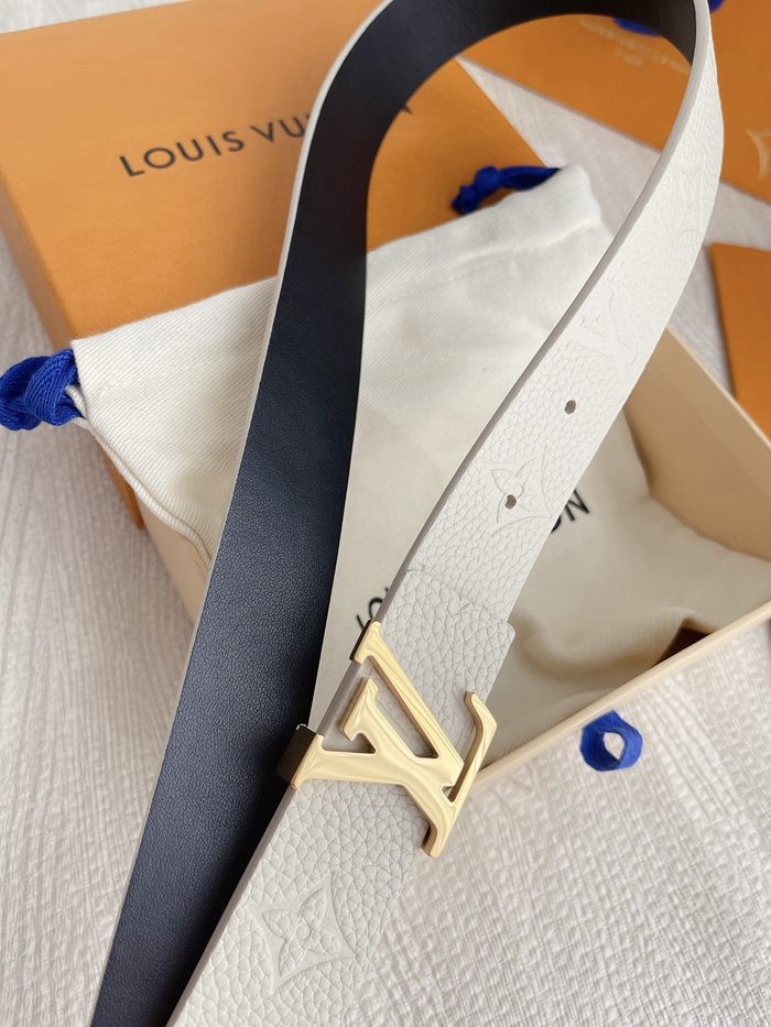 LV 原單字母扣皮帶 白色雙面頭層牛皮 寬3CM-5