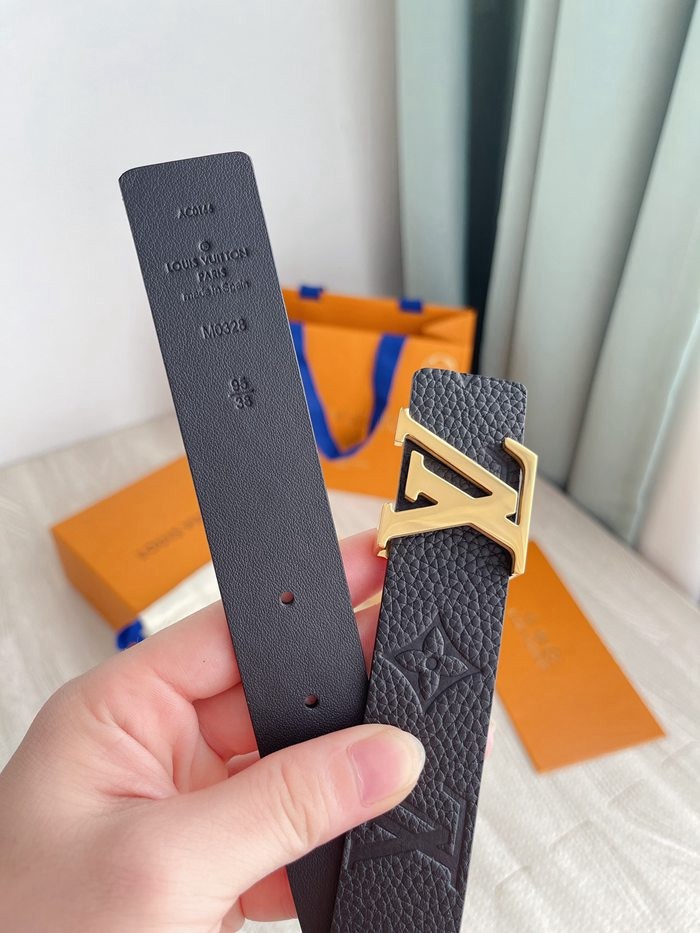 LV 原單字母扣皮帶 黑色雙面頭層牛皮 寬3CM-4