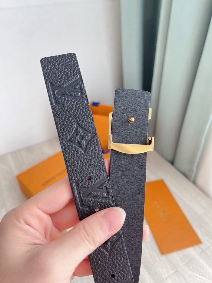 LV 原單字母扣皮帶 黑色雙面頭層牛皮 寬3CM-3